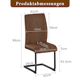 thumbnail of Esszimmerstuhl Set 2er braun+schwarz 99x44x45 cm mit ergonomischer Rückenlehne, Tech Stoff Bezug, Metallgestell, rutschhemmende Füße