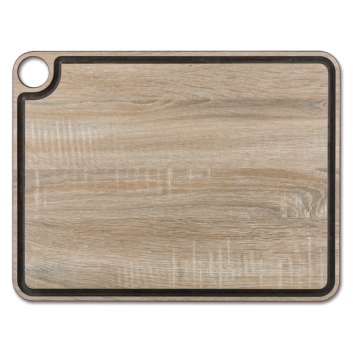 Arcos Tabla de Corte con Canal, Fibra de Celulosa y Resina 42,7 x 32,7 cm y 6,5 mm de espesor, Color Marrón