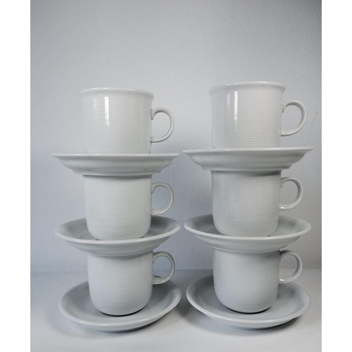 6 x Becher mit Henkel 0,28 l 2-tlg. - THOMAS TREND - Dekor Weiß - 1 Set