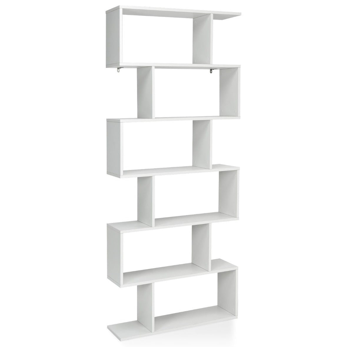 Helloshop26 - S-förmiges Bücherregal 80 x 23 x 191 cm geräumiger Stauraum für Wohnzimmer Büro moderne Einrichtung weißes Holz 20_0010758