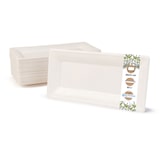 thumbnail of BIOZOYG 50 Stück Einwegteller rechteckig 26x13cm Bio Geschirr Zuckerrohr Teller stabil biologisch abbaubar kompostierbar Bagasse Einwegteller