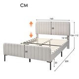 thumbnail of Merax Doppelbett 160x200 Polsterbett aus Leinen mit Höhenverstellbares Kopfteil & Lattenrost Beige