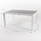 thumbnail of Mesa de exterior extensible 160/210 cm, Estructura de aluminio color blanco, Cristal mate, grueso y templado color taupé