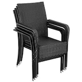 thumbnail of tectake Sillas de jardín de ratán GIRONA, apilable, capacidad de carga 120 kg - Juego de 4 negro