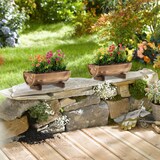 thumbnail of Relaxdays Blumenkasten Holz, 2er Set Pflanzkasten, HBT: 12,5 x 29,5 x 20 cm, außen & innen, Pflanzfass mit Folie, braun