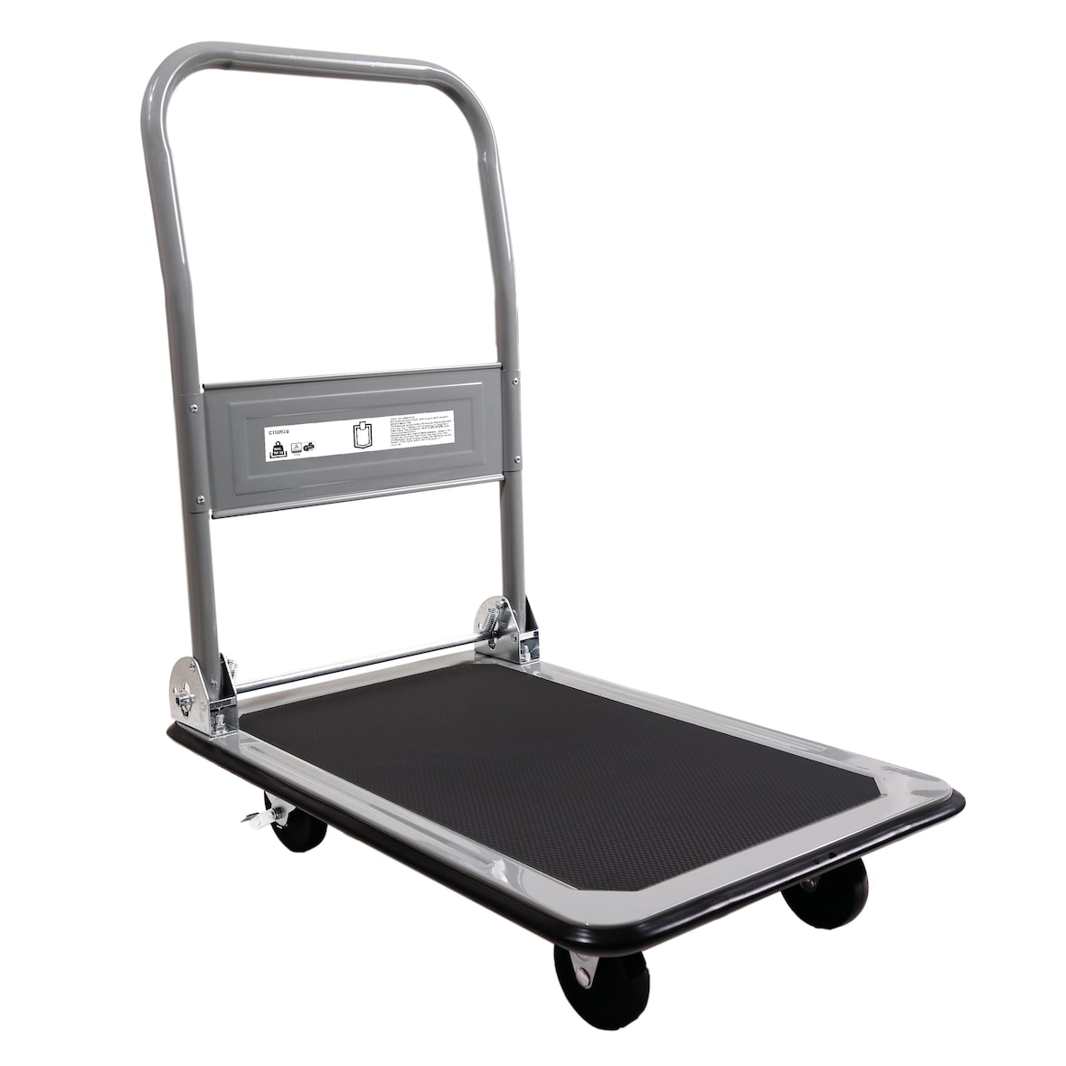 METRO Professional Platformwagen / transportwagen, 47,5 x 73,5 x 82 cm, opvouwbaar, tot 150 KG, ergonomische handgreep, met remmen, zilver / zwart
