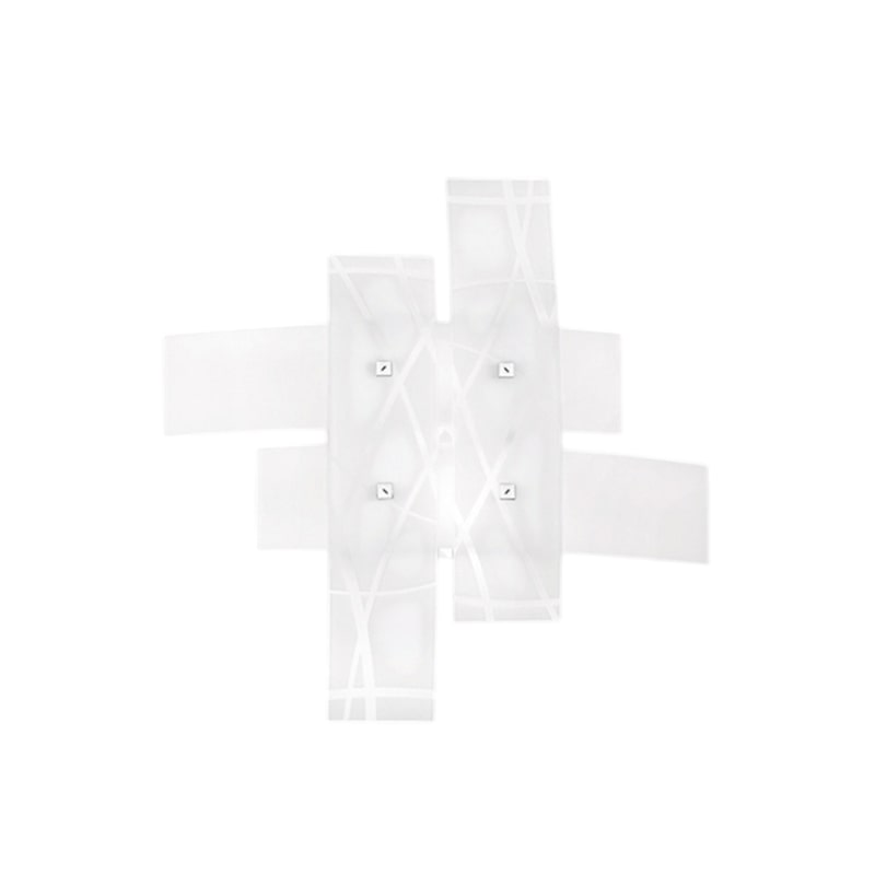 Frida - Aplique de 2 luces E27 de cristal blanco satinado - Estructura cromada, IP20, máx. 2x52W, bombillas excluidas, ancho 50cm