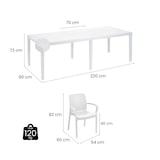 thumbnail of Dmora Set tavolo e sedie Dantonaz, Ripiano rettangolare allungabile da esterno con 4 sedie incluse, 100% Made in Italy, Bianco