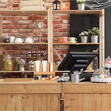 thumbnail of Relaxdays Kaffee Organizer, 6 Fächer, Bambus, HBT: 29,5 x 34,5 x 17 cm, Kaffeestation Milch, Zucker, Kaffeebecher, natur