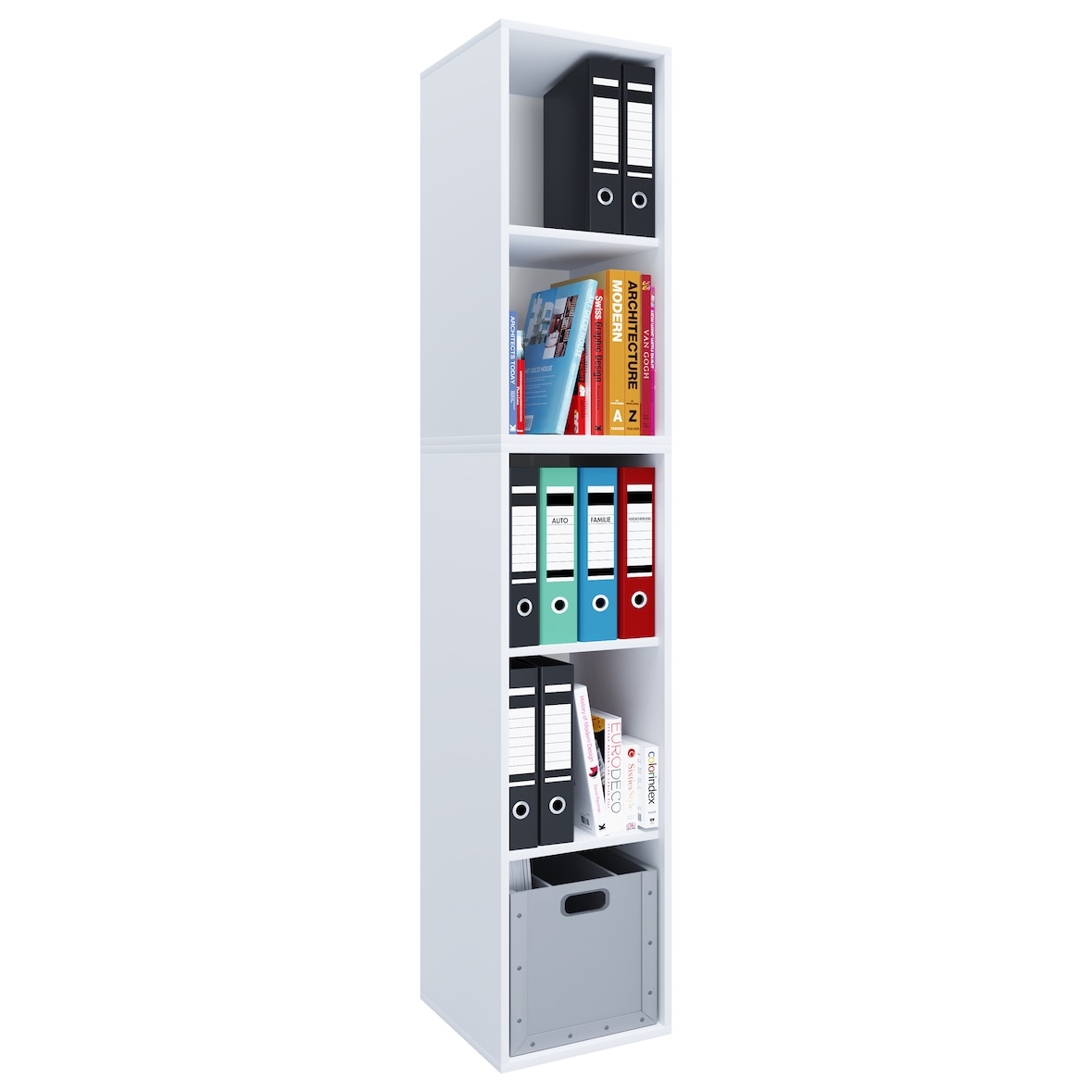 VCM Büroregal & Bücherregal Lona Weiß H. 183 x B. 35 x T. 37 cm