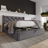 thumbnail of Polsterbett 140x200 cm mit Stauraum und Lattenrost – elegantes Design in Grau, inkl. hochklappbarem Lattenrost und großzügigem Stauraum