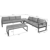 thumbnail of Garten-Garnitur HWC-L26, Gartenlounge Lounge-Set Sitzgruppe Sofa, Aluminium Akazie Holz MVG-zertifiziert ~ dunkelgrau