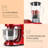 thumbnail of Klarstein Lucia Küchenmaschine 3-in-1 1800 W / 2,7 PS 5 Ltr Edelstahl BPA-frei Rot