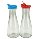 thumbnail of Glaskaraffe mit Deckel 1 Liter 2 Stück Blau/Rot