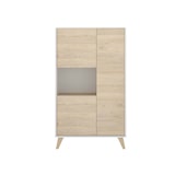 thumbnail of Dmora Credenza Boario, Buffet alto da soggiorno, Madia moderna da salotto a 3 ante, 81x43h135 cm, Rovere e Bianco