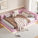 thumbnail of Merax 140*200cm Schlafsofa, 16 Farben Umgebungslicht, USB-Anschluss, Bequemes Material, Rosa