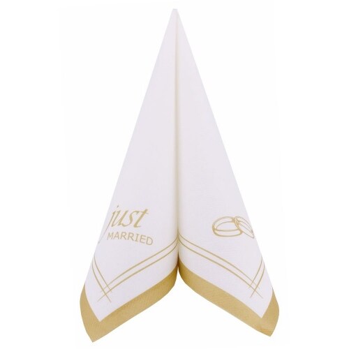 Airlaid Serviette Just Married in Gold, 40 x 40 cm, 50 Stück - APARTina
