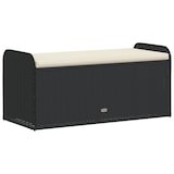 thumbnail of vidaXL Opbergbankje met kussen 115x51x52 cm poly rattan zwart