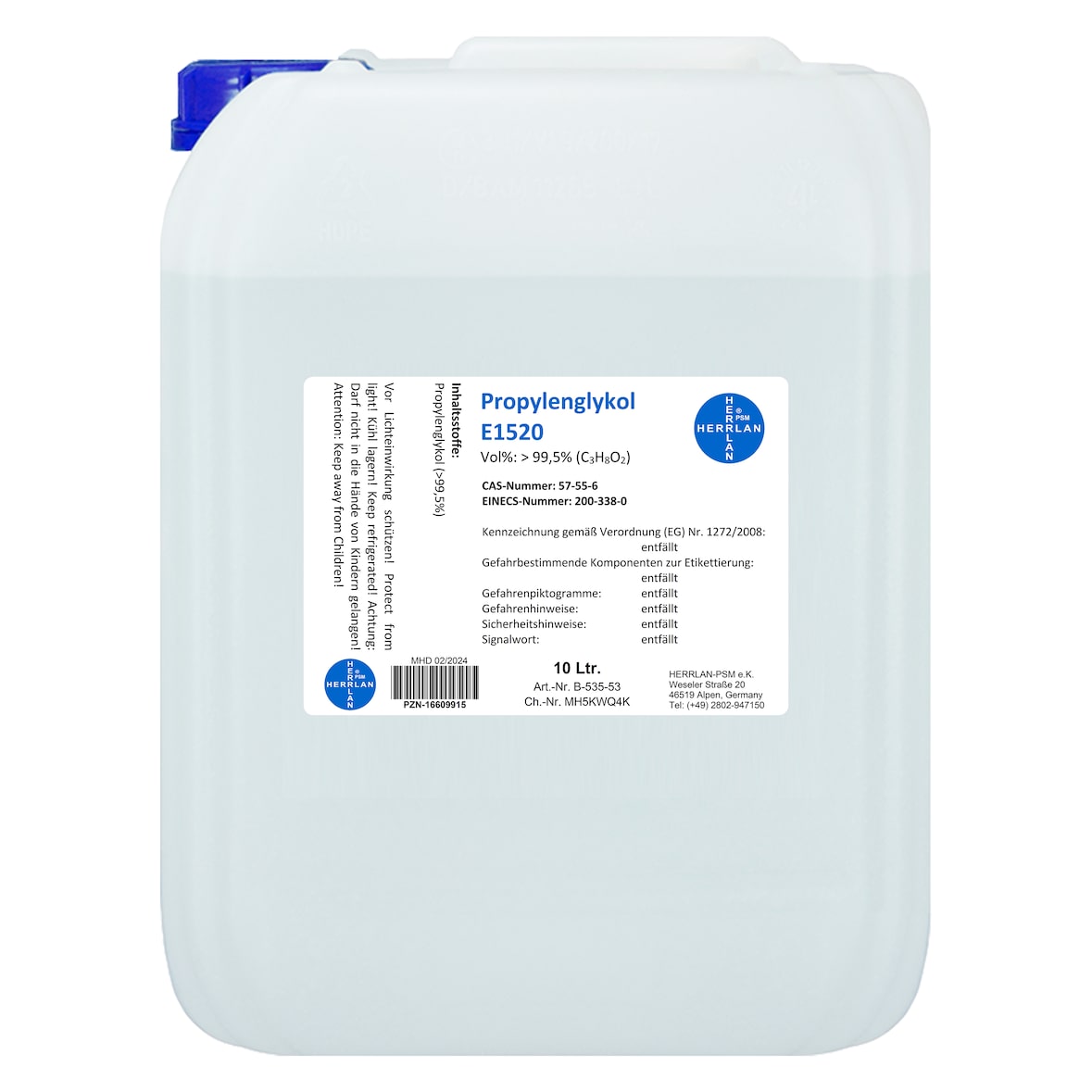 10000 ml Propylenglykol 99,5% - Pur PG I HERRLAN-Qualität I Made in Germany
