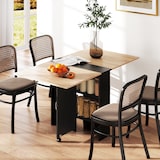 thumbnail of HOMCOM mesa plegable de comedor mesa de cocina plegable con ruedas alas abatibles y estantes mesa plegable para 4-6 personas 75x140x74 cm natural