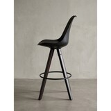 thumbnail of Skandinavischer Barhocker: Polsterung, Rückenlehne, X-Beine mit Metallring, Kunstleder-Sitzschale, Filzgleiter. 49x53x113 cm | Kadima Design