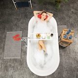 thumbnail of Relaxdays Badewannenablage, ausziehbar, Badewannenbrett aus Bambus, Ablage für Seife, Schwamm, Handy, Weinhalter, weiß