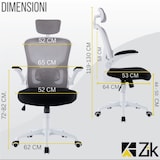 thumbnail of Chaise de bureau ergonomique pivotante avec soutien lombaire, accoudoirs et appui-tête, hauteur réglable - Blanc