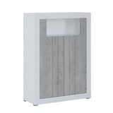 thumbnail of Credenza Alta con 2 Ante Vano A Giorno Madia Soggiorno Cucina Mobile Moderno Multi Spazio e Ripiani Credenza 110x144x42 Cm Bianco e Grigio Cemento