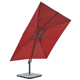 thumbnail of Gastronomie-Ampelschirm HWC-A96, Sonnenschirm 3x3m (Ø4,24m) Polyester Alu/Stahl 23kg ~ bordeaux mit Ständer, drehbar