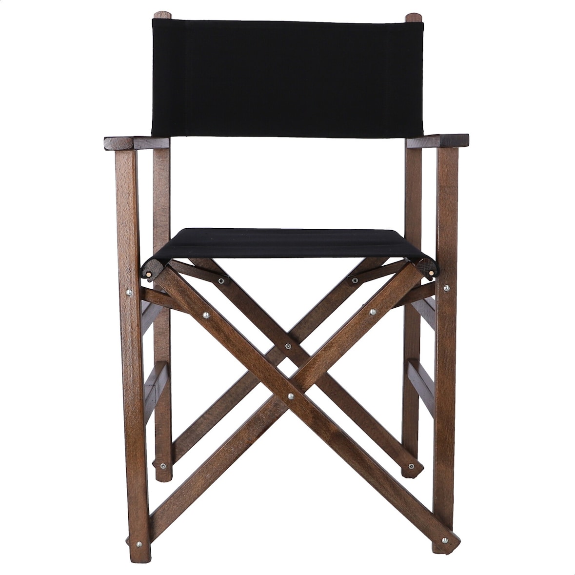 WellHome - Sillón director estructura nogal con lona negra 51x46x86 cm