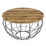 thumbnail of Couchtisch XXL rund  ø 75 cm Gestell Metall Holzplatte massiv Wohnzimmer-Tisch : tabacco