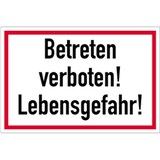 thumbnail of Schild Betreten verboten! Lebensgefahr!, Alu, 300x200 mm