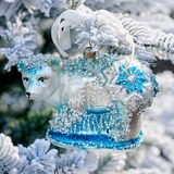 thumbnail of Christbaumschmuck Glas 11,5cm Eisbär Figur zum Aufhängen - Weihnachtsbaum Anhänger Weihnachten Weihnachtsbaumschmuck Polartiere Bär Weiß Blau