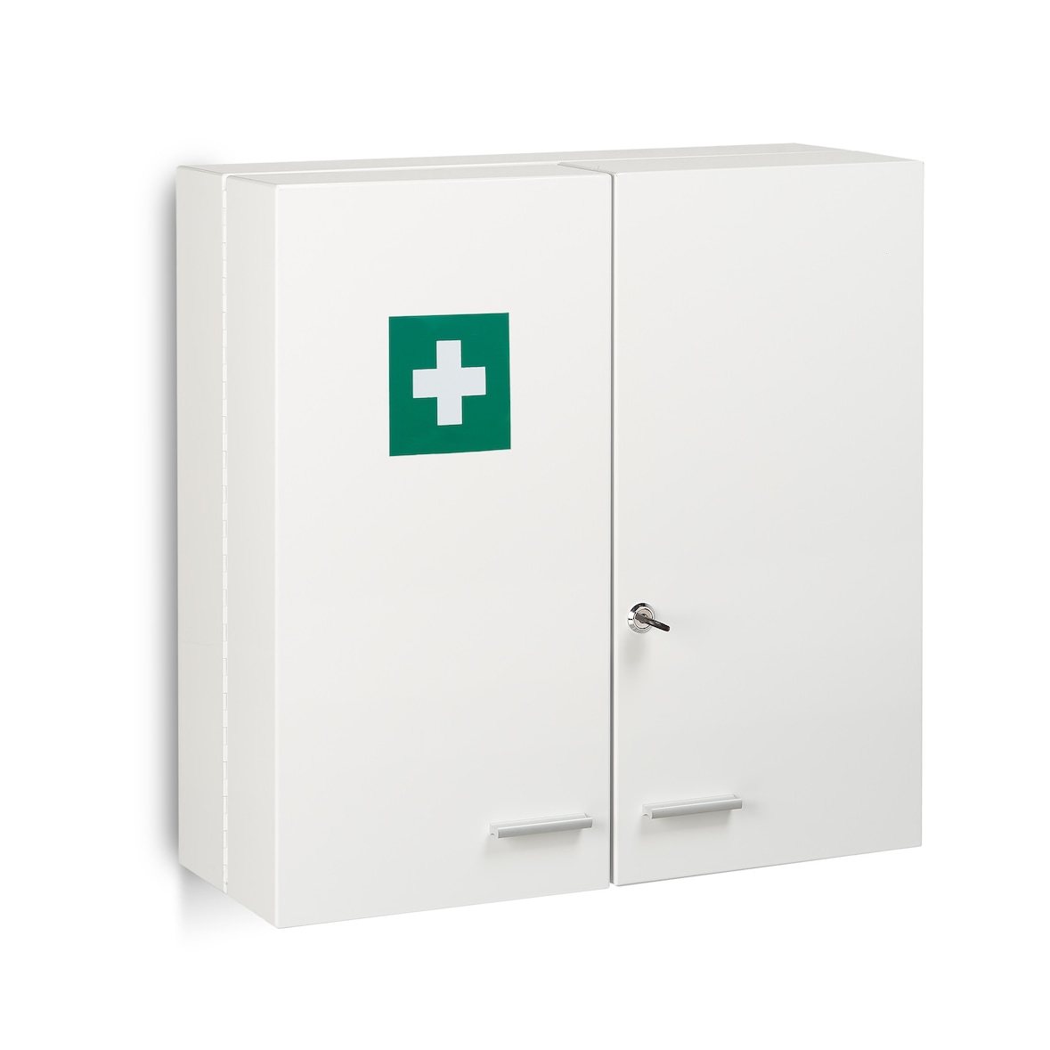 Relaxdays Medizinschrank, abschließbar, 11 Fächer, Stahl, HBT: 53 x 53 x 21,5 cm, Doppeltür, Medikamentenschrank, weiß