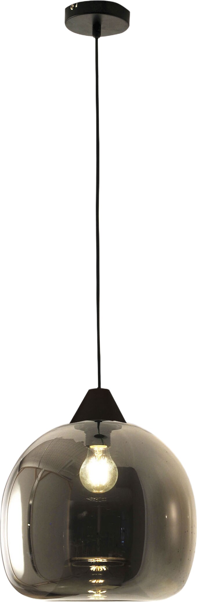 Maia Pendelleuchte aus Metall und mundgeblasenem Glas in Rauchglasoptik, Ø 310 mm, E27, 60 W, IP20 - Modernes Design für die Innenbeleuchtung