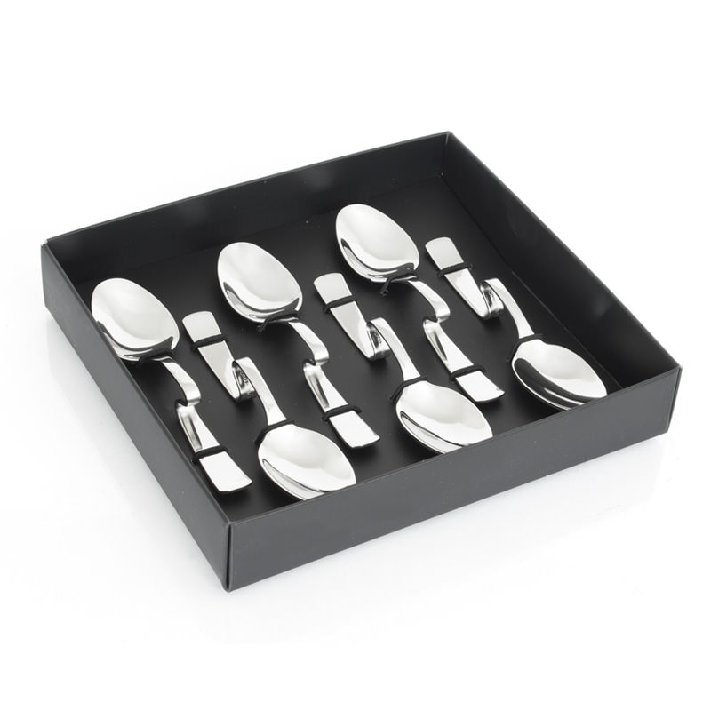 Coffret de 6 cuillères coudées carmil pour café ou cocktail -  Argent / Métallique  Acier Inoxydable (inox  Table Passion 8.80x cm