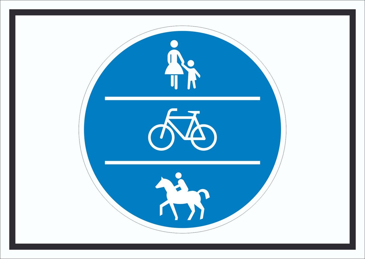 Schild Geh-, Rad- und Reitweg Symbol A4 Rückseite selbstklebend