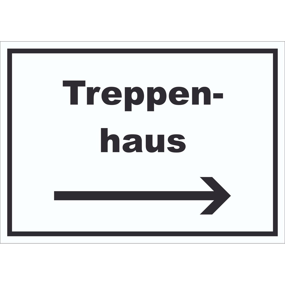 Treppenhaus Schild mit Text und Richtungspfeil rechts Stufen steigen waagerecht A5 (148x210mm)