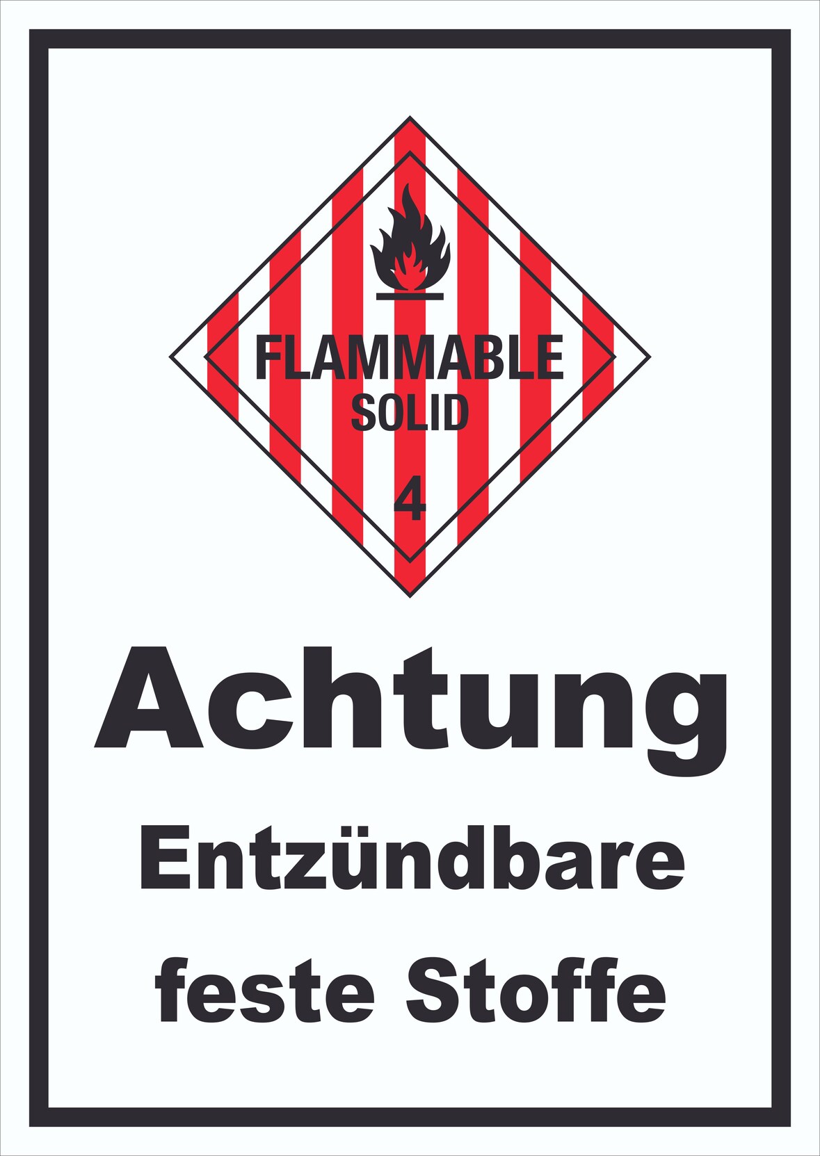 Schild Entzündbare feste Stoffe Flammable Solid hochkant A4 (210x297mm)