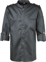 thumbnail of 222 - Kochjacke Bikerstyle, Langarm verstellbar, Druckknöpfe : graphit 65% Polyester 35%Baumwolle 220 g/m² S