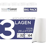thumbnail of Küchentücher, 32 Rollen á 64 Blatt, 3-lagige Küchenrollen, 100% Zellstoff, saugstarkes Küchenpapier
