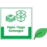 thumbnail of Abfallkennzeichen Papier/Pappe,mit Symbol und Text,KRO,ökolog. Folie,200x200mm