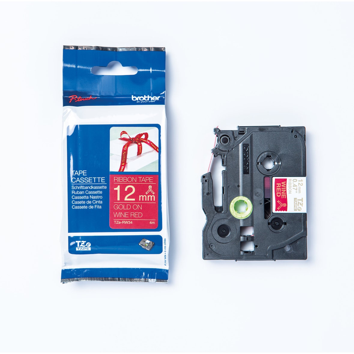 BROTHER Ruban satin Or/Bordeaux 12mmx4m TZE-RW34