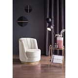 thumbnail of SalesFever Dreh-Sessel | 360° drehbar | mit Diamantsteppung | Bezug Samt | Sockel Metall | B 68 x T 57 x H 77 cm | beige – goldfarben
