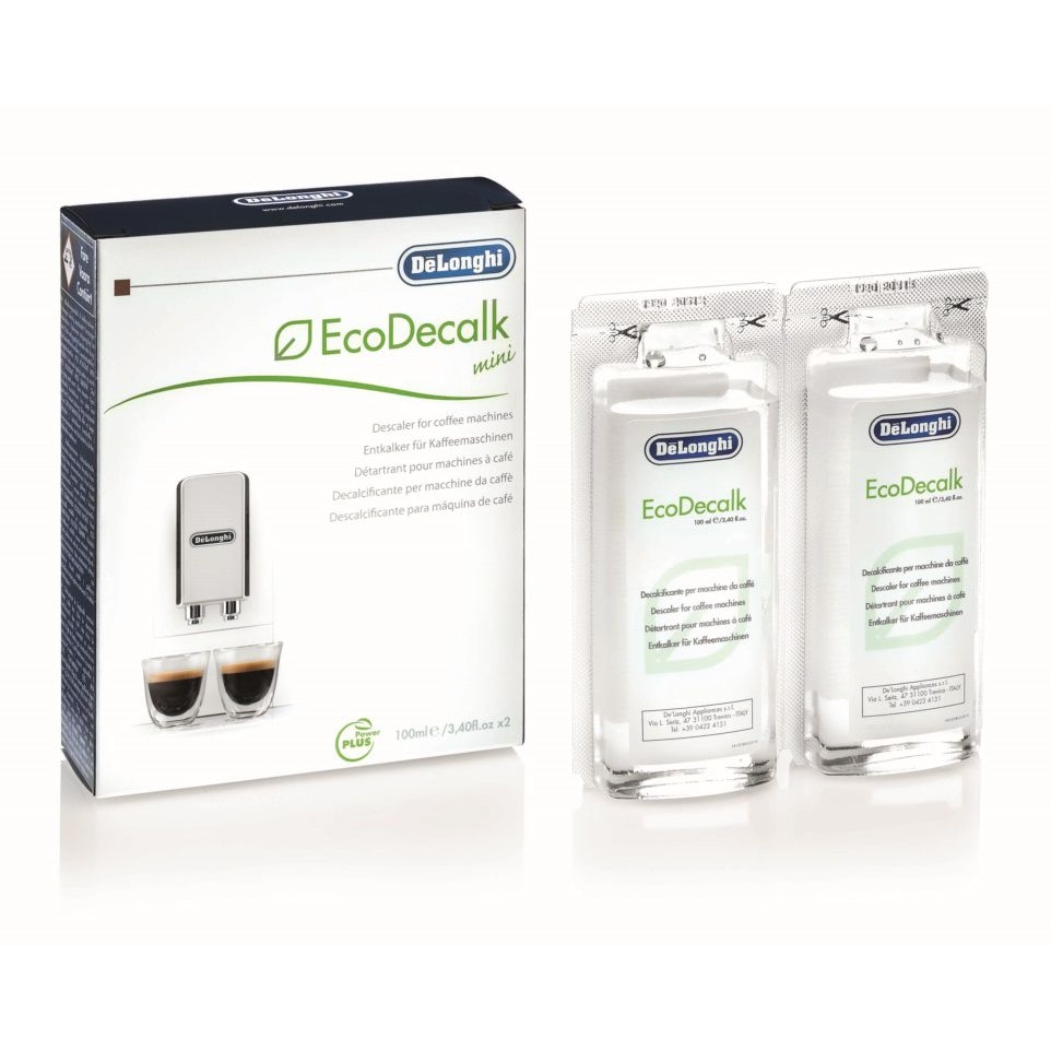 DeLonghi Ecodecalk Mini 2 Set Decalcificatore per macchine da caffè. Ecologico ed efficiente. Compatibile con i modelli ECAM / ETAM. 2 x 100 ml