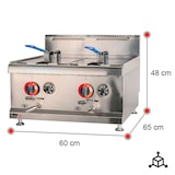 thumbnail of Romux® Freidora Industrial a Gas Natural de 14+14 Litros Doble Sobremesa | Freidora Profesional de Acero Inoxidable con Grifo de 15000 W