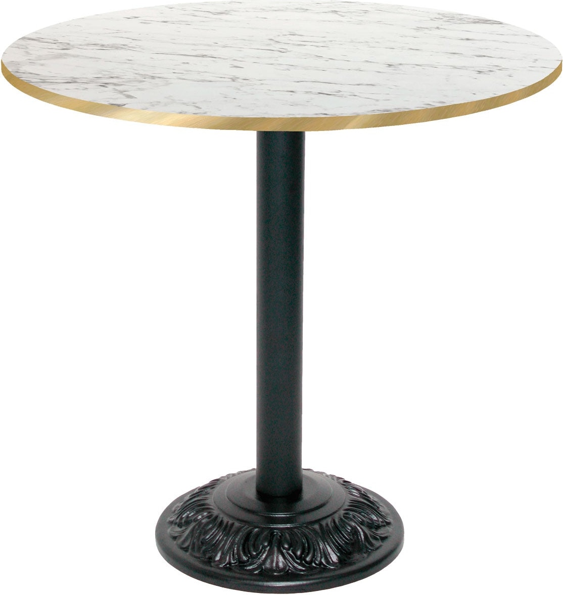 RestooTab - Tisch Versailles Ø70cm Dekor calacatta kanten messingfarben