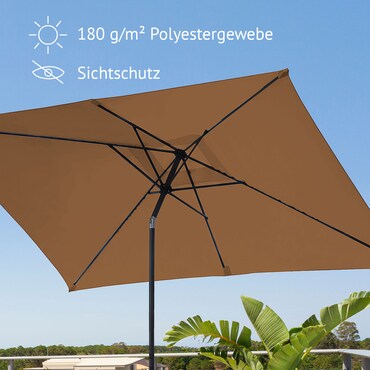 Outsunny Tuinparasol, zweefparasol, decoratieve rand, ventilatiedak