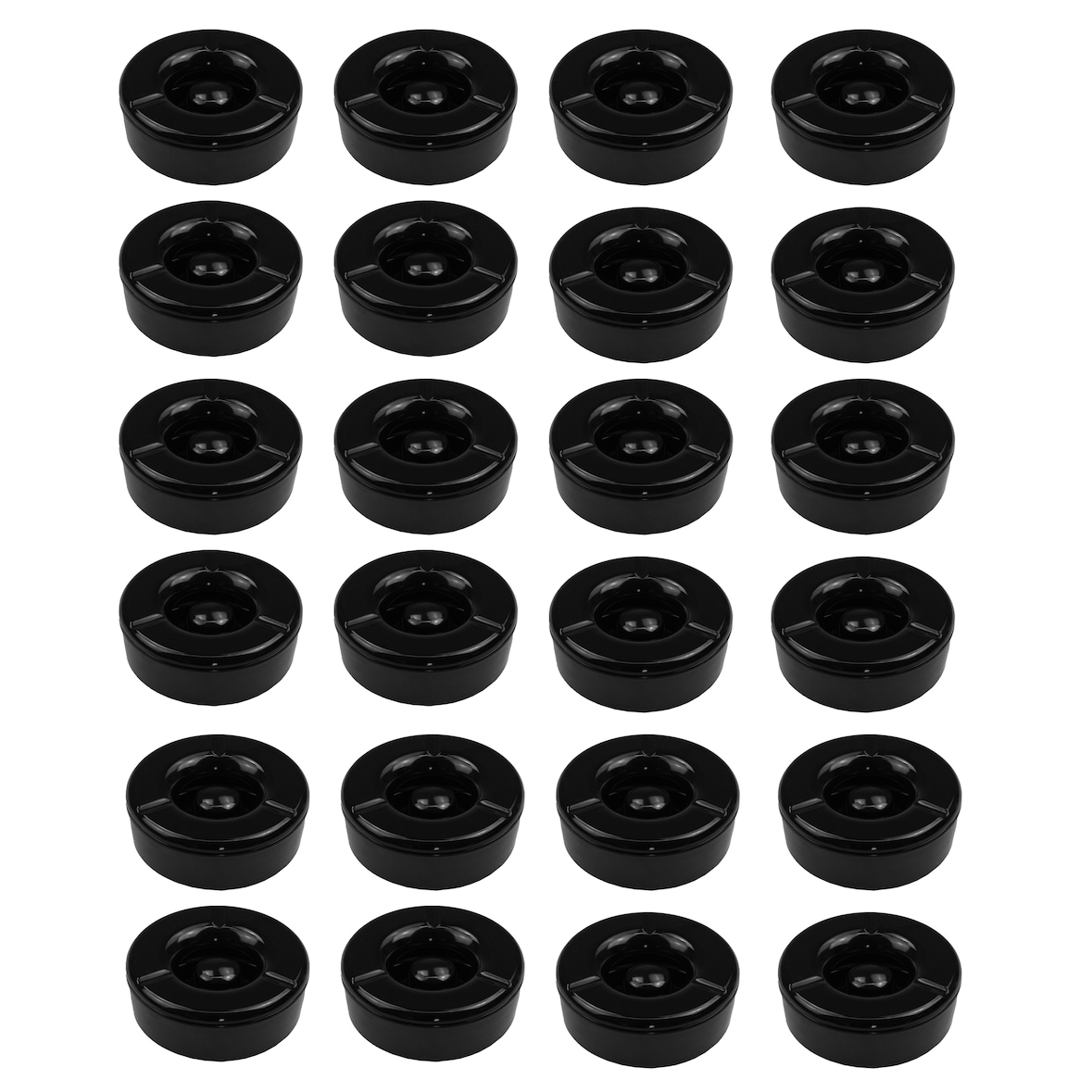 24 piezas cenicero de viento cenicero con tapa extraíble de melamina en negro ø 11,5cm
