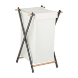 thumbnail of Relaxdays Wäschekorb, klappbar, Wäschesammler mit Deckel, Stahl & Stoff, 50 Liter, HBT: 71 x 45 x 42 cm, creme/anthrazit